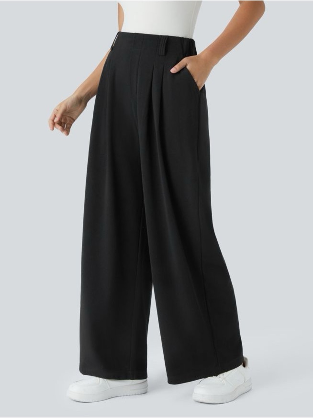 NWOT Black Wide-Leg High Waist Trousers - Picture 3 of 12